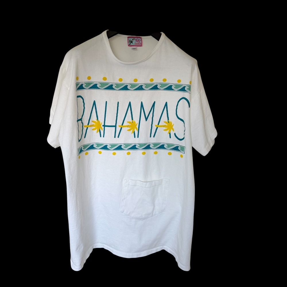 80's Vintage Tropic Traders Bahamas T-Shirt WhitePocket Tee One Size